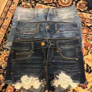 3 pairs American Eagle Jean shorts size 2